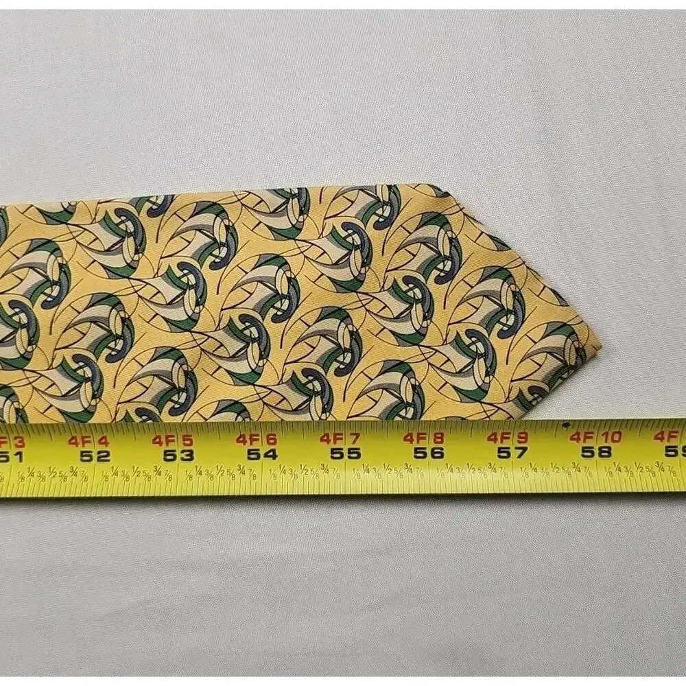 SALVATORE‎ FERRAGAMO Yellow Geometric Silk Tie Italy